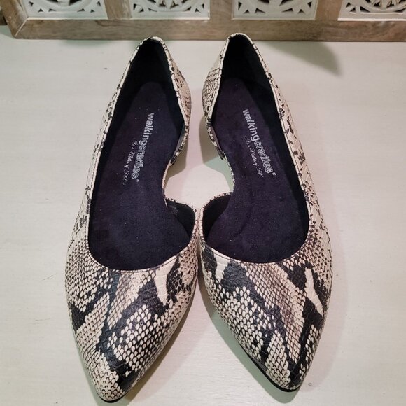 Walking Cradles Raya Snake Pointed Toe D'orsay Flats Slip on Shoes Sz 7WW Work - Picture 6 of 11